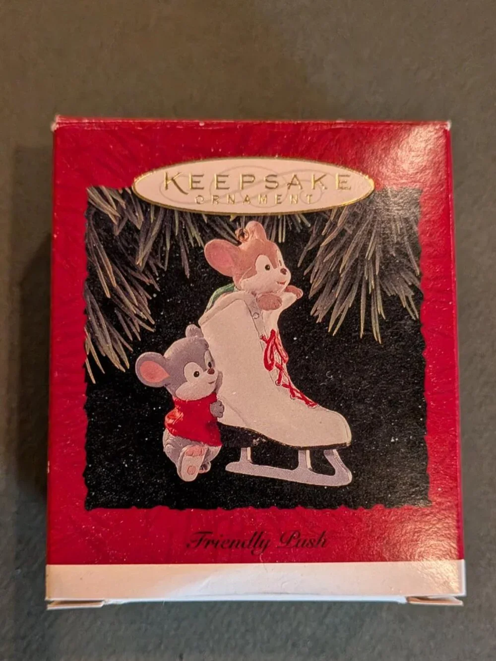 Vintage Hallmark-Friendly Push Mouse (Mice) Ornament 1994